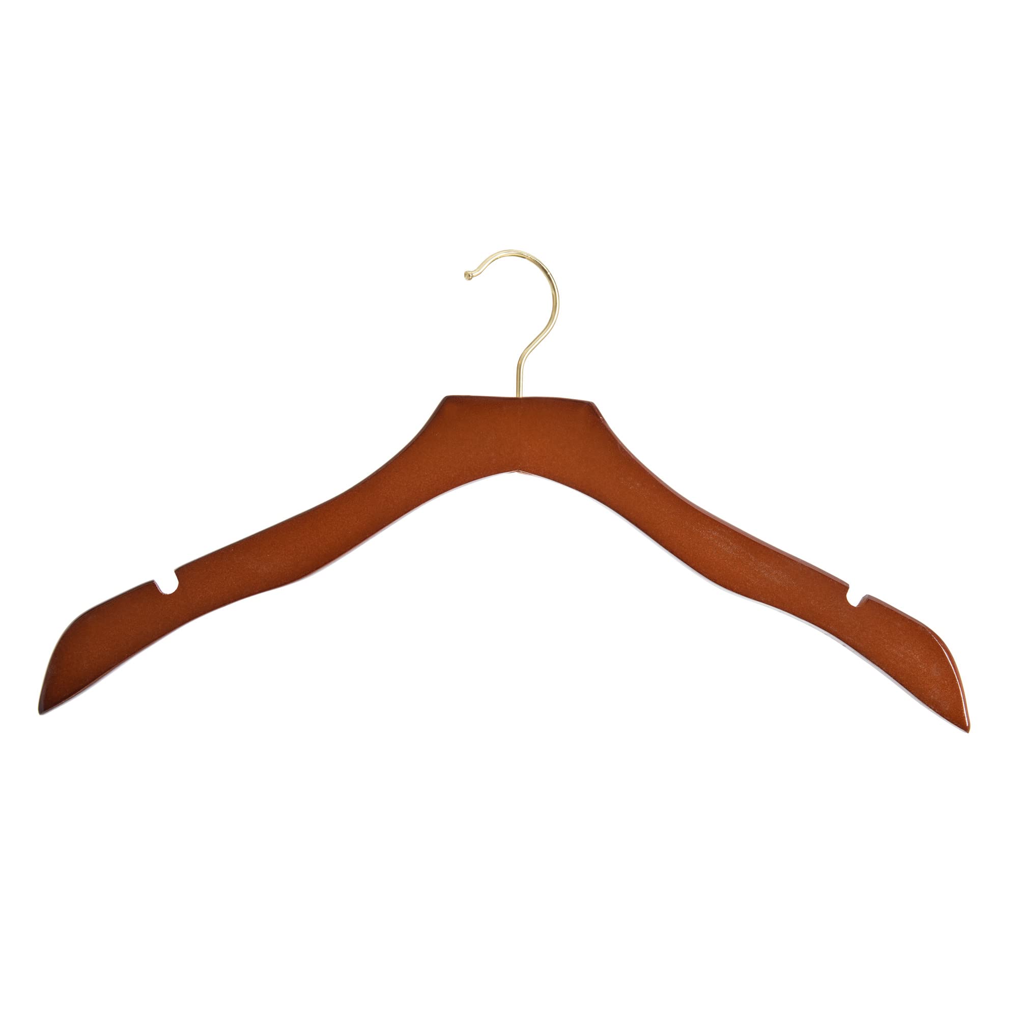 Holzbügel ohne Steg | vergoldeter Haken | 43 cm breit | Kleiderbügel Wäschebügel Garderobenbügel Ladenausstattung (50 Stück)