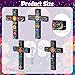 Haooryx Day of the Dead Floral Cross Tiered Tray Centerpieces - 4Pcs Mexican Floral Cross Spanish Style Wooden Sign Table Topper for School Office Home Church Decoration Desktop Photo Props Supplies