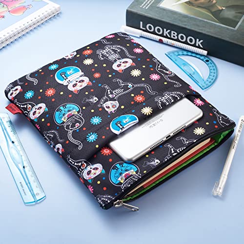 Day of The Dead Cats Book Sleeve, Dia De Los Muertos Skull Book Covers for Paperbacks Book Sleeves with Zipper 11 X 8.5 Inch - Image 4