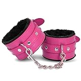 Bequem Fesseln Plüsch + Pu Armband Wrist Handschellen Bondage Gürtel Manschette Spielzeug (Rosa Rot)