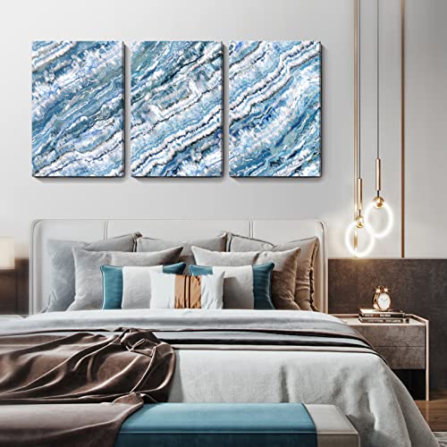 Extra Large Wall Art For Living Room Abstract 3 Piece Framed Coastal Ocean Canvas Print Beach Theme Sea Wave Picture Seacape Artwork For Bedroom Offcie Décor Light Blue And White Huge Big Size 72"X36" #TOP2