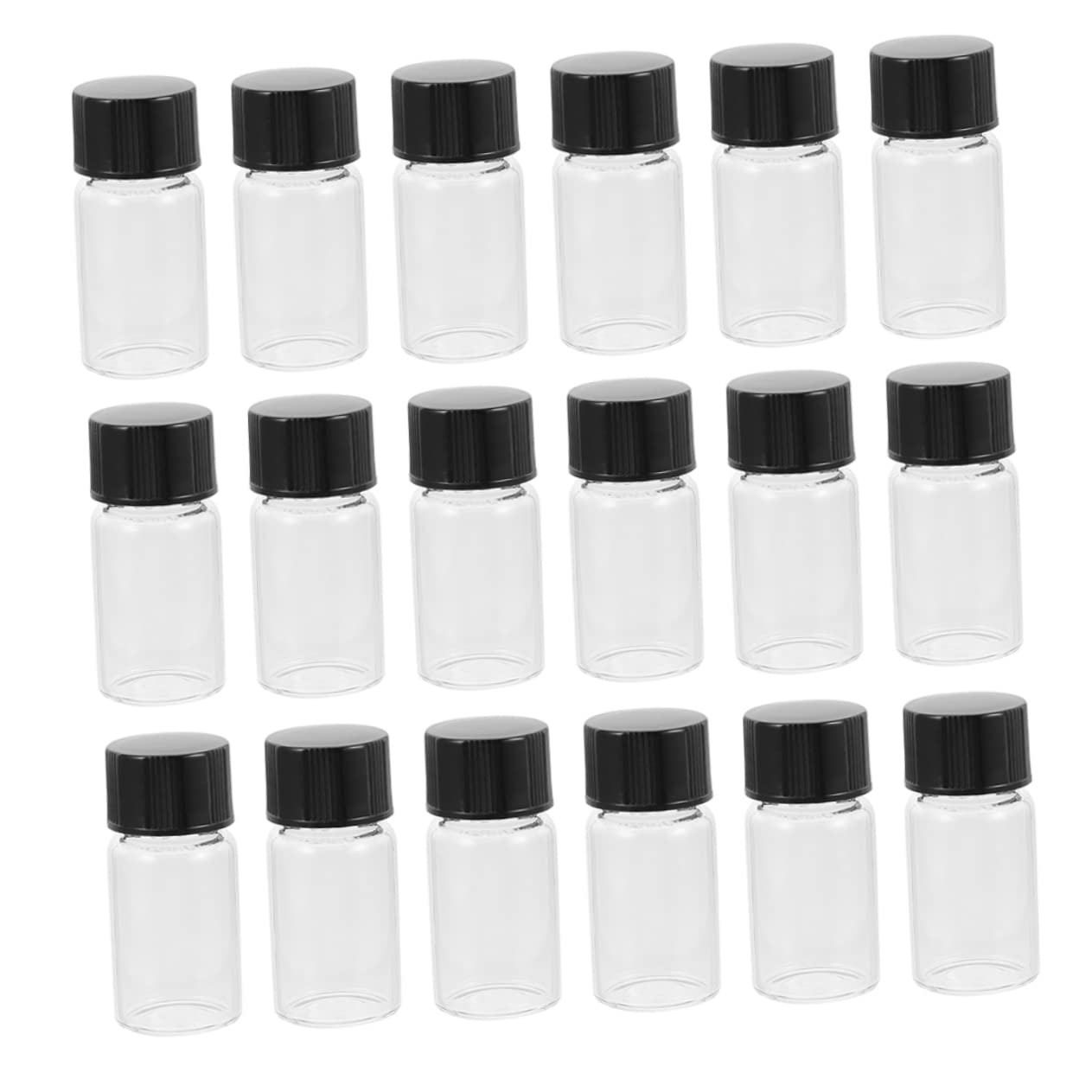 NOLITOY Science Glassware 30pcs Glass Sample Vials Flat Bottom Thicken Glass Bottles for Essential Oil Mini Oil Bottles