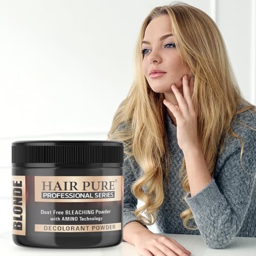 Image of Hair Pure Blonde Bleach Powder - Power Lift Up to Level 9 | Dust Free Lightening Decolorant Powder for Hair Bleaching | Professional Salon Use Hair Lightener - 100g