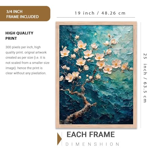 Image of kotart flower Wall Art Home Decoration | Aesthetic Floral Paintings With Frame For Living Room Bed Room Hotel Wall Decor Digital Reprint (19x25 inch)