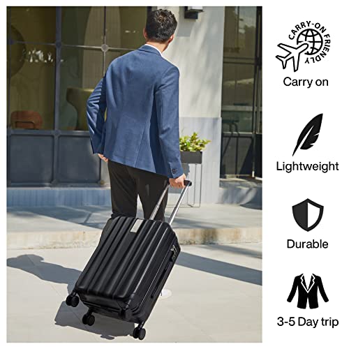 Image of Hanke Underseat Carry On Luggage Suitcase with Wheels 14in 16in 20in 24in 29in Spinner TSA Luggage Lighweight PC Hardside Rolling Suitcases Travel Bag, Jet Black, Carry on 20 Inch, Hanke Scratch