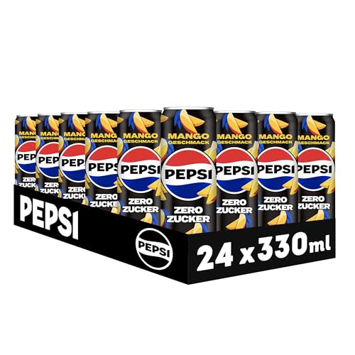Pepsi Zero Zucker Mango, Das zuckerfreie Erfrischungsgetränk von Pepsi ohne Kalorien, Koffeinhaltige Cola mit Mango Geschmack in der Dose, EINWEG (24 x 0.33 l) (Verpackungsdesign kann abweichen) 2