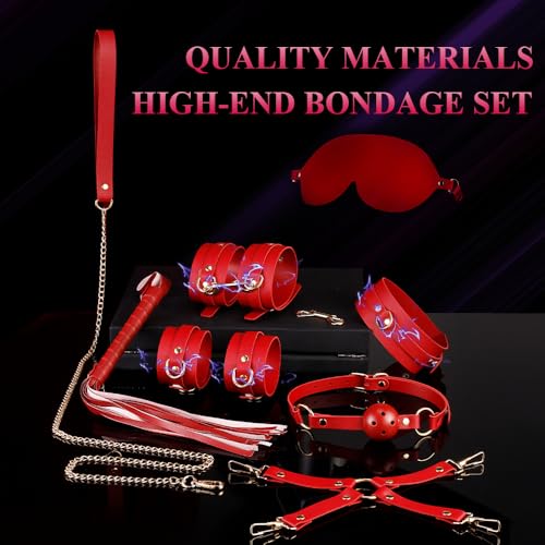 12er Elektro Shock BDSM Schwarz Bondage Set Sex spielzeug für die Paare Elektrische Stimulation Einstellbar Handschellen Fußfesseln Elektrostimulation Fesselset SM E-stim Sexspielzeug Für Männer Frau
