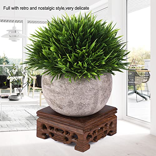 Wooden Square Vase Base, Retro Rustic Square Wooden Base Small Pedestal Vase Display Holder - Image 4