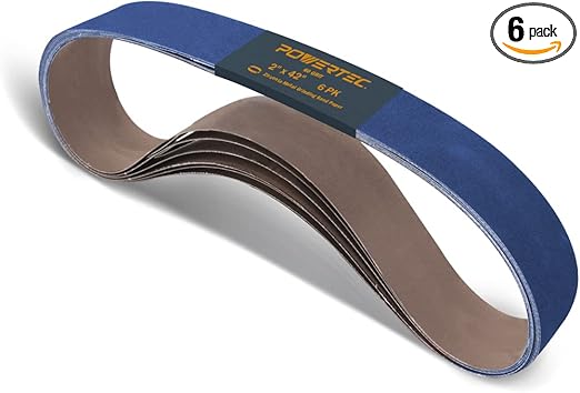 POWERTEC 2 x 42 Inch Zirconia Sanding Belts, 60 Grit Belt Sander Sanding Belt for Belt Sander, Belt and Disc sander, Woodworking, Metal Grinding, Derusting, 6PK (424206Z-6)