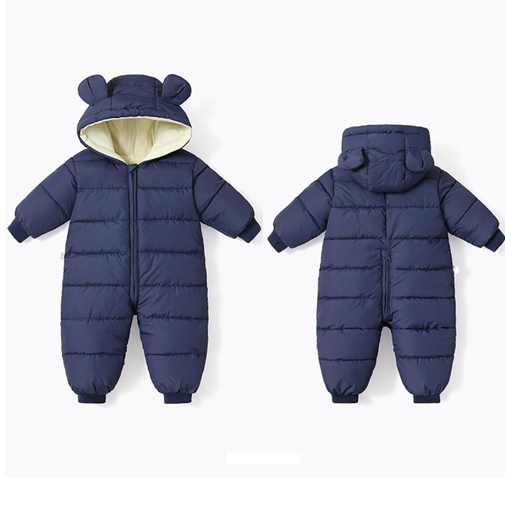 BRONG Bébé Filles Garçons Combinaison de Ski Hiver Manteau Nouveau-Né Épais Fermeture éclair Barboteuse Bébé Coupe-Vent Capuche Polaire Vêtements D'Extérieur