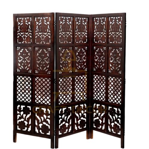 Image of Wooden Room Partition - 5 Feet Screen Divider in 2 /3 /4 /5 /6 Panels for Living Room /Office /Restaurant