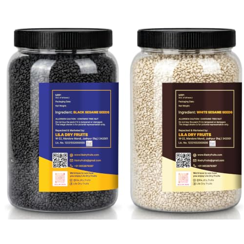 Image of LILA DRY FRUITS White & Black Sesame Seeds Combo Pack 200 Gms x 2 | Raw Til Seeds Mix for Cooking, Baking, Roasting & Daily Healthy Nutrition Perfect for Laddu, Tilkut, Chikki and Kitchen Use