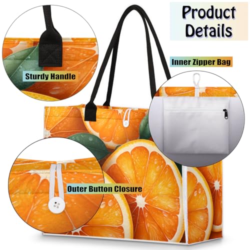Fruit Oranges Tote Bag for Women Large Beach Bag Reusable Tote Bags for Work Travel Beach Shopping4