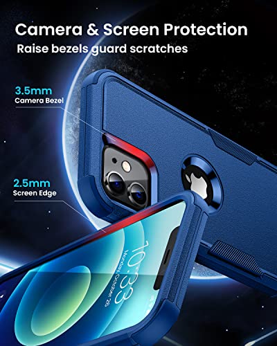 Firenova For Iphone 12 Case, For Iphone 12 Pro Case,[10 Ft Military Grade Drop Protection] With [Screen Protector], 3 In 1 Non-Slip Heavy Duty Shockproof Phone Case,6.1 Inch,Blue #TOP3