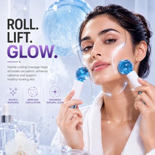 Image of Ice Globes Facial Cooling Massager, Pack of 2 | Skin Tightening, Reduces Puffiness & Dark Circles, Anti Ageing Cryo Roller, For Women