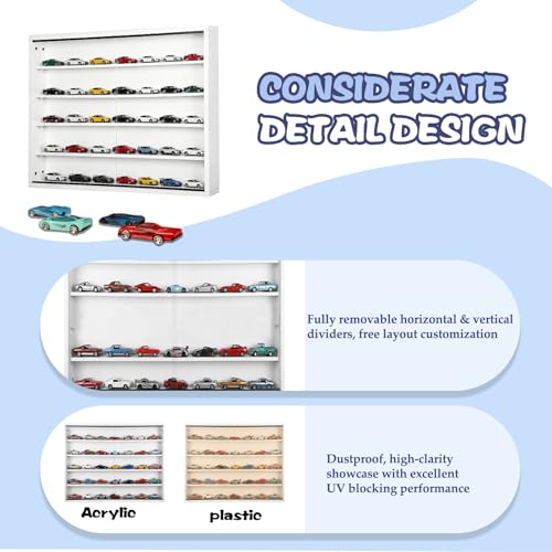 Image of Large Car Display Case, PKHROR Oversized Diecast Car Display Frame with UV Protection, Wall Mount for Toy Cars and Collectible Models, White