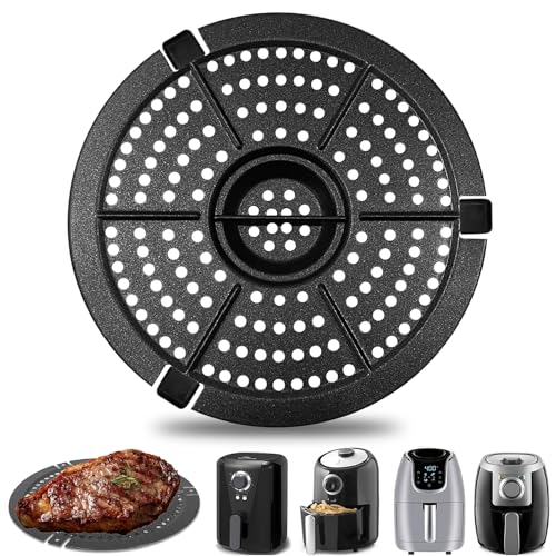Grill Pan, 6.1''Non-Stick Round 2 QT Air Fryer Replacement Tray Rack Parts Accessories Crisper Plate Grill Plate for Chefman Dash Powerxl 2 QT Bella 1.6 QT Air Fryer,Dishwasher Safe