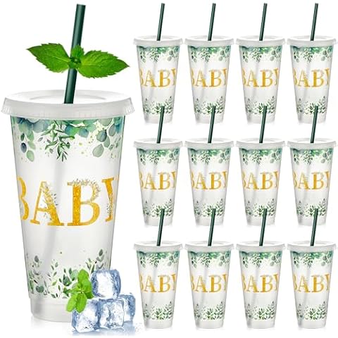 Frienda 12 Pcs Sage Green Baby Shower Cups Cover