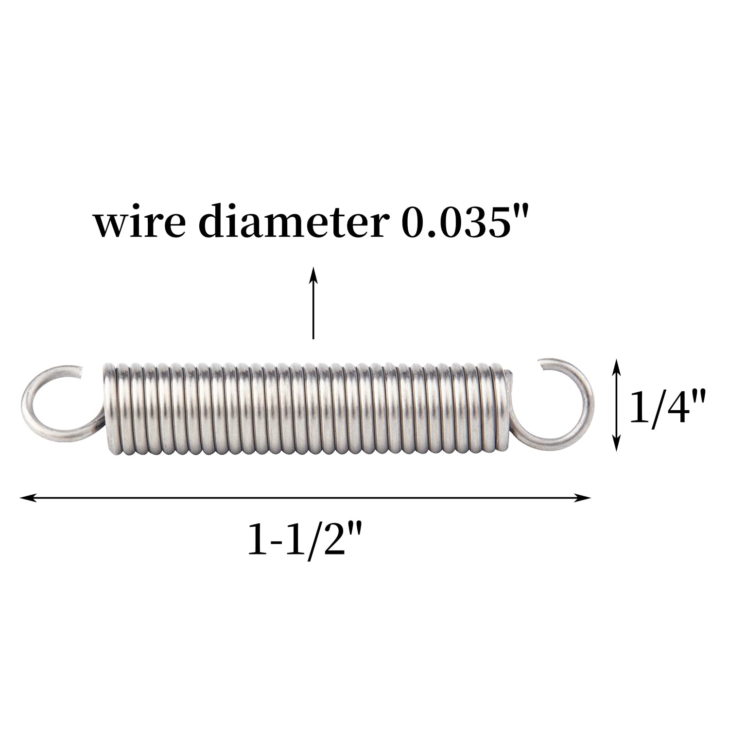 10 Pcs SP 9600 Extension Spring, 1/4 Inch x 1-1/2 Inch Spring 0.035 Inch Stainless Steel Construction Open Ends Extension Springs — Amazon image 3
