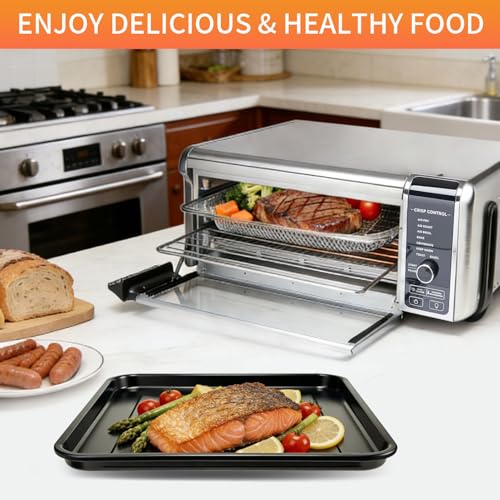 Image of Air Fryer Rack Basket Tray for Ninja Foodi 8 in 1 SP100 SP101 Digital Air Fryer Countertop Oven, 13.4''*13.4'' Stainless Steel Air Fryer Accessories Roasting Steamer Grill Racks，Dishwasher safe