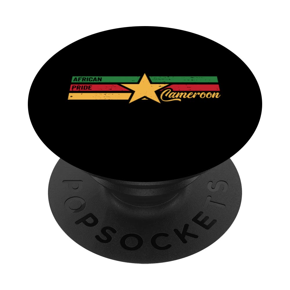 Cameroon Cameroun lover and supporter african pride PopSockets Swappable PopGrip, Black