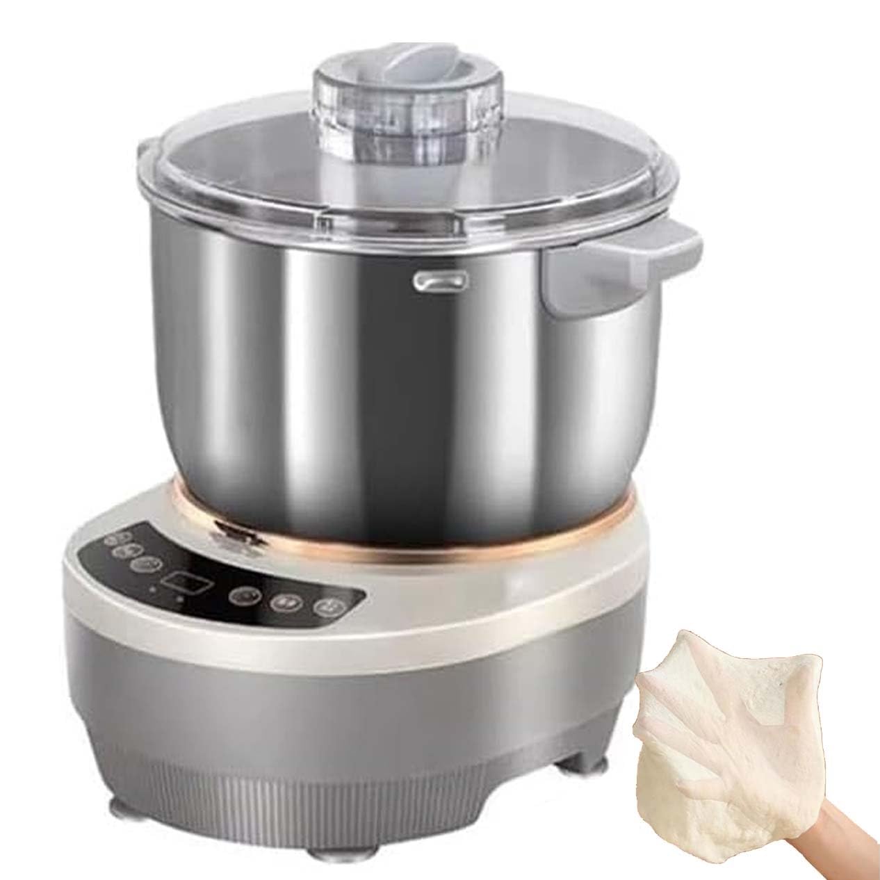 Impastatrice Per Pasta, Impastatrice In Acciaio Inox Da 5L/7L Con Lievitazione Termostatica, Funzione Timer, Macchina Per Impasto Elettrica Per La Casa, Motore Silenzioso 200W.(5L)