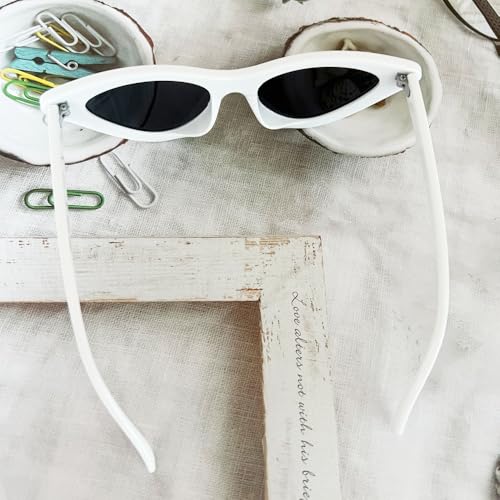 Ridering Retro Small Narrow Vintage Cat Eye Sunglasses for Women Plastic Frame UV400 Protection Retro Sunglasses 5