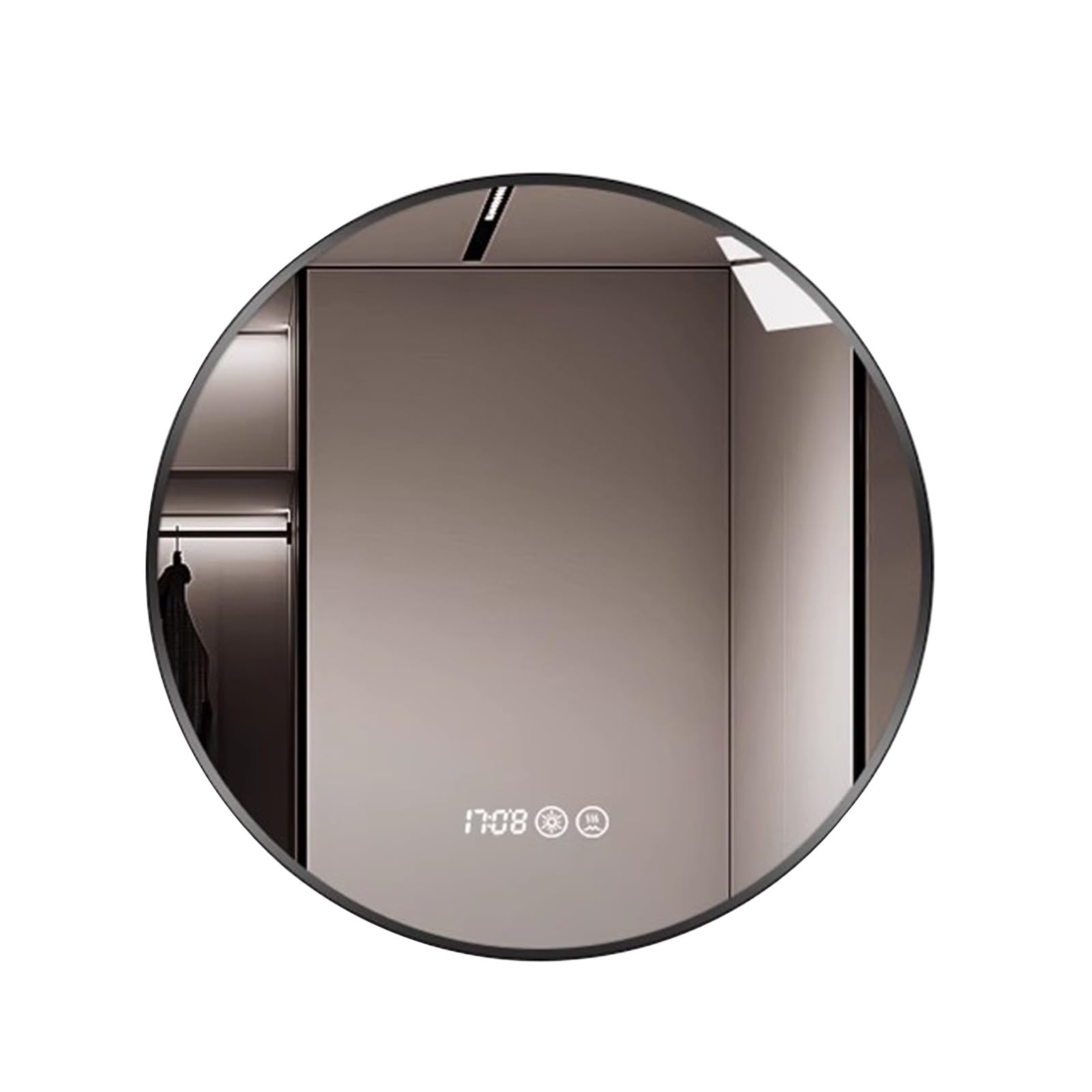 WJFTODAY LED Bathroom Mirror 50cm Round Illuminated Makeup Mirror - Wall Mounted, Touch Sensor, Anti-Fog, 3 Lighting Modes, Dimmable, Stylish Noir Finish