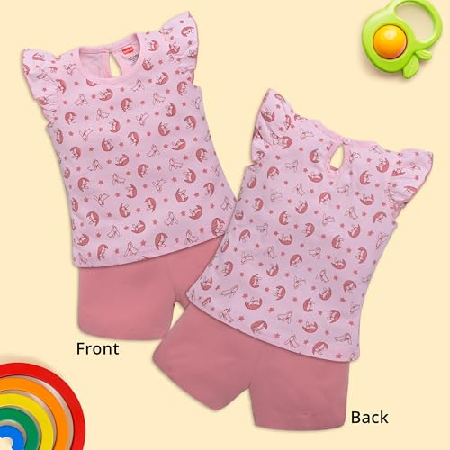 Image of LuvLap Baby Girls Regular Fit 100% Cotton Half Sleeves Girls Top CoSet Pack of 3
