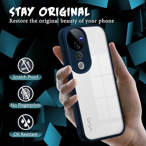 Image of V-TAN Back Cover for Vivo V40, V40 Pro Compatible Case, Transparent Clear, TPU, Camera Protective Shockproof Cover (Blue)