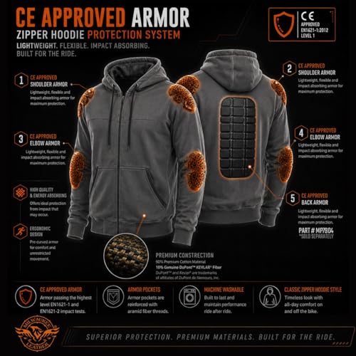 Image of Milwaukee Leather MPM1788 Men's Black CE Approved Armored Hoodie (4X-Large)