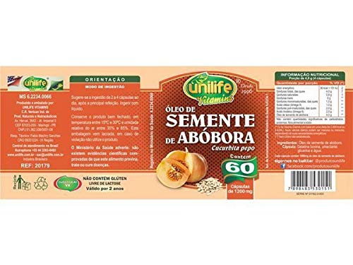 Kit 2 Óleo de Semente de Abóbora 60 cápsulas Unilife