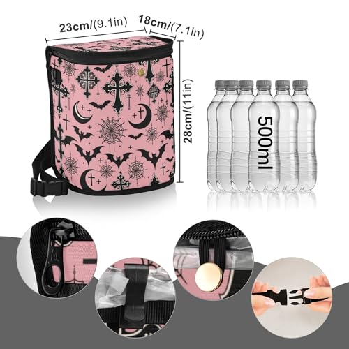 Image of MNSRUU Car Trash Can with Lid, Black Gothic Moon Spider Webs and Bats Car Trash Bag Hanging Organizers and Storage for Front Back Seat, Leak-Proof Trash Bin