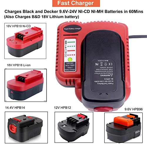 Bdfc240 9.6V-24V Battery Charger For Black & Decker 18V 14.4V 12V 9.6V 24V Firestorm Battery Nicad & Nimh Hpb18-Ope Hpb18 Hpb14 Hpb12 Hpb96 Hpb24 244760-00 A1718 Fs180Bx Fs18C Fs18Fl Fsb18 #TOP1