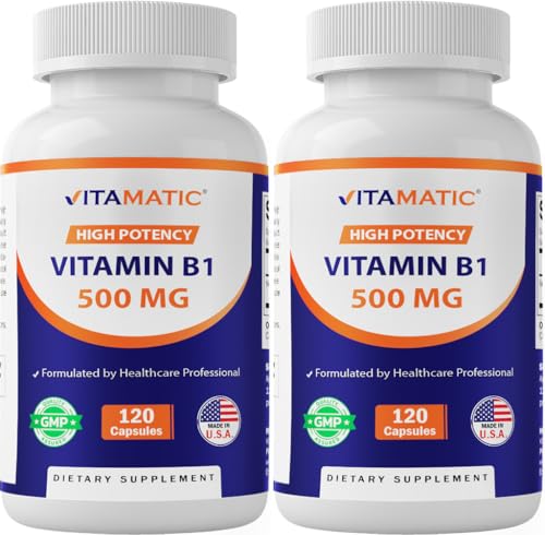 Vitamatic Vitamin B1 (Thiamine) 500mg – 2 Pack (120 Capsules Total)