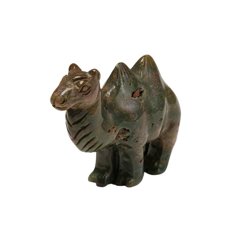 HUFFA Natural Crystal Camel Carving - Tiger Eye & Amethyst Stone - Unique Home Office Decoration
