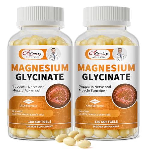 2pack Magnesium Supplement Softgels, Easy Absorption Magnesium Glycinate 400mg with Vitamin B6,D3, High Bioavailability Magnesium for Sleep & Calm Support, Nervous, Muscle & Bone Health,360c