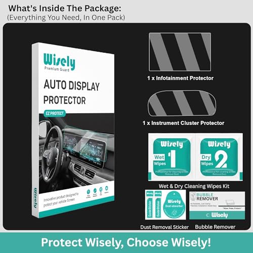 Image of Wisely 2Pcs - Screen Guard for MAHINDRA SCORPIO N (2022-26+) Car 8 Inch Infotainment Display System Protector + 10.25 inch Instrument Cluster - Stereo Accessories - Touch Responsive - HD Clear