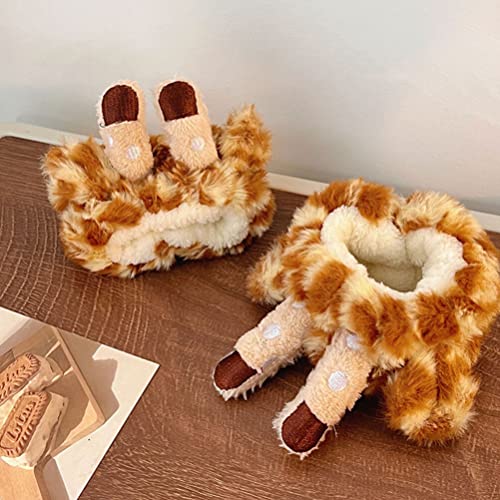 Healifty Giraffe Hairband and Wristbands Set for Women Girls Spa Face Wash Makeup Soft Plush Headband Comfortable Skin-Friendly - Image 3