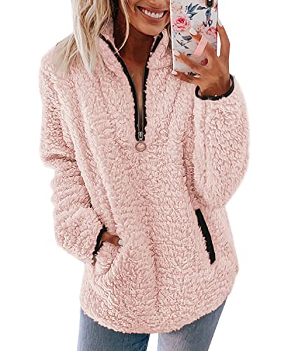 Pullover Damen Fleecepullover Teddyjacke Teddy Flauschiger Teddyfleece...