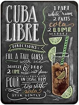 Cuba Libre Licor Latón Letrero Metal Cafe Home Wall Art Decoración Póster Retro 8x12 pulgadas