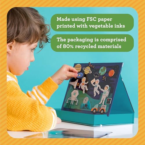 Image of Petit Collage Magnetic Play Scene, Construction Site - Magnetic Game Board with Mix and Match Magnetic Animal Friends, Ideal for Ages 3+ - Includes 2 Scenes and 40 Magnet Pieces