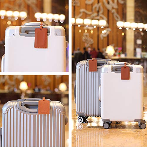 Vigorport Luggage Tag，Leather Identifiers Travel Tags for Suitcase,Bag Tags with Name Card Holder-Set of 42