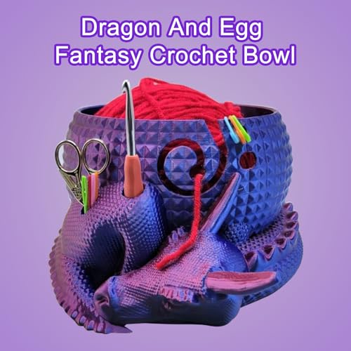 Image of TTPZNIGF Fantasy Dragon and Egg Yarn Bowl Or Crochet Bowl，Yarn Storage Organizer Crochet Bowl,Dragon Yarn Bowls for Crocheting, Knitting Accessories Organizer Gifts., Purple