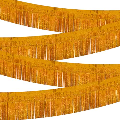 Image of 4 Pack 39 Ft Glitter Orange Parade Float Decorations for Trailer Car, Autumn Foil Fringe Tinsel Streamers Banner Garland for Halloween Thanksgiving Homecoming Party Decoration (Glitter-Orange)