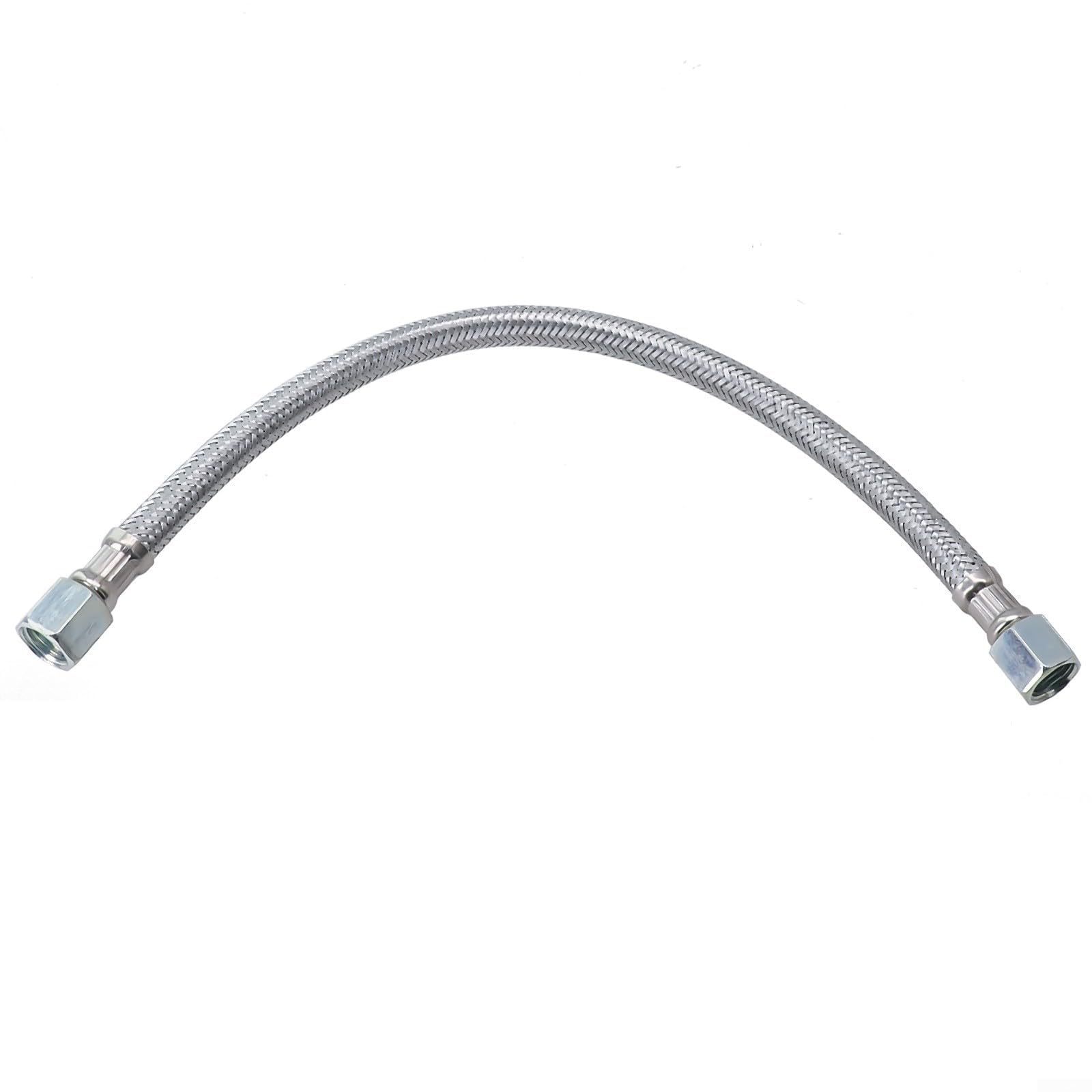 Compressore per tubo di collegamento in acciaio inossidabile con 2 adattatori. Tubo dell'aria flessibile per sistema di condotte ad aria compressa, lunghezza 35,0 cm. Raccordi a doppia rotazione su