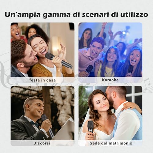 Talomen Microfono Wireless,Microfoni karaoke a 2.4 GHz,Microphone Portatile professionale,Sistema di microfoni dinamici con Ricevitore Ricaricabile，kit 2 microfoni per Karaoke,Festa,Canto,Chiesa,K60-2 - 7