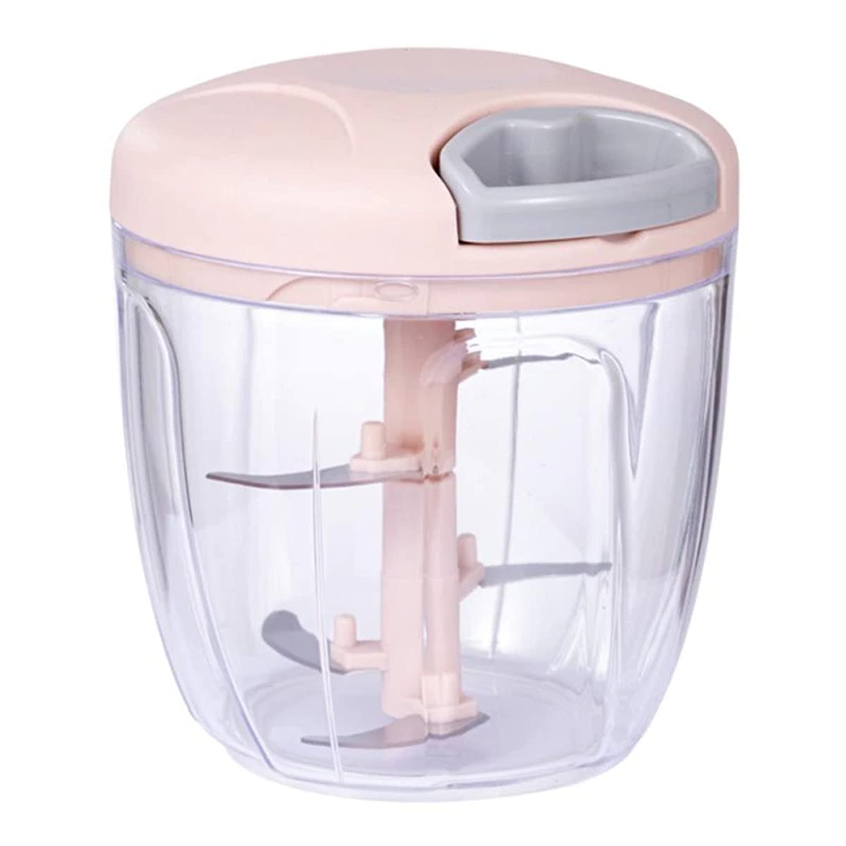 BLACKSTONE Manual Food Chopper with Stainless Steel Blades, 0.9 L Hand Powered Onion & Vegetable Cutter, Pull Chopper (Pink, 900 ML)
