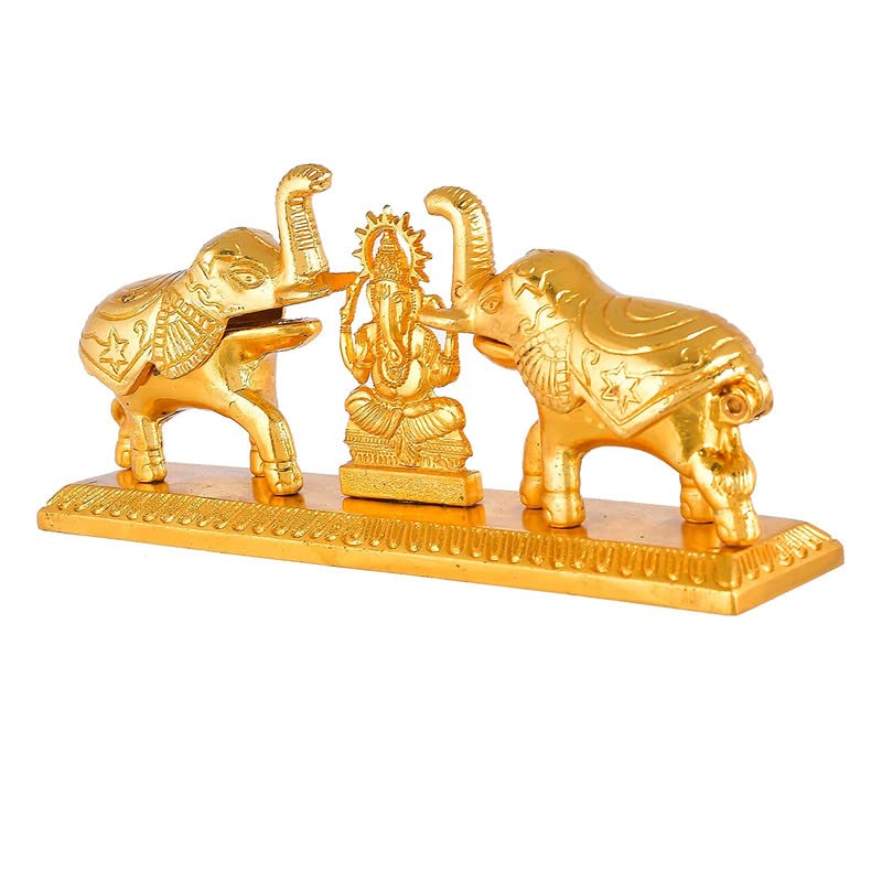 Image of JAIPUR ACE Golden Metal Kumkum Holder /Kumkum Box for Gifting,Pooja, Thali, Mandir, Home, Temple, Gifting Golden Kumkum Box with Laxmi Maa (Ganesh Ji Elephant Kumkum)
