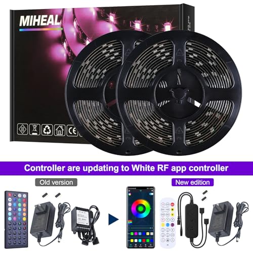 Image of MIHEAL 5050 RGB Black PCB LED Strip 32.8Ft 300Leds Waterproof Kit | Comes with IR remote and power supply, flexible light tape for truck, kitchen, bedroom & indoor home decor